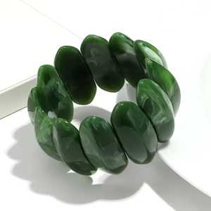 กำไลข้อมือเรซิ่น กำไลยางยืด สีพื้น เครื่องประดับลูกปัดมีมิติ - Product Image 1