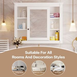 Moderno armadio da bagno da 35 ''X 28'' a parete con 6 ripiani a specchio, non incluso il bagno - Product Image 4