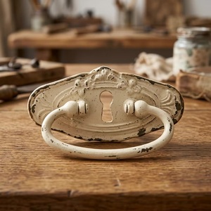 <b>Rustic</b> Industrial Cast Iron Flat Cabinet Handle Keyhole Design Eco-Friendly for Furniture Home Bar Durable Decorative Drawer - Product Image 1