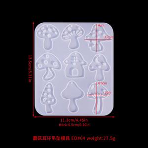 Mushroom Earrings With Holes Eardrop Pendant Earrings Ornaments Resin <b>Silicone</b> Mold - Product Image 6