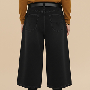 OEM/ODM Custom Made Baggy Fit Long Length <b>Black</b> <b>Denim</b> Jorts For Men <b>High</b> <b>Waist</b> Washed Hip Hop Style Fashionable <b>Denim</b> <b>Shorts</b> - Product Image 6