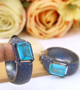 Magnifiques boucles d'oreilles créoles Kundan en laiton plaqué argent avec moissanite, tendance, qualité supérieure, pour femme - Product Image 2