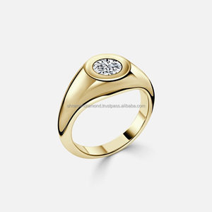 Men's 10K Solid <b>Gold</b> Plated Ring Trendy Design Personalized Bezel Setting Hidden Moissanite Engagement Anniversary Wedding Party - Product Image 3