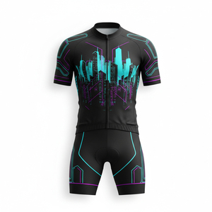 Wholesale Summer Cycling Uniform Mesh Breathable <b>Road</b> Bike Clothing Custom Team Graphics Full Zipper Bicycle Wear Set - Product Image 2