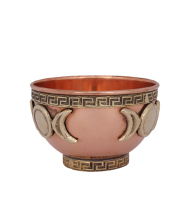 Cuenco de Cobre Pequeño para Incienso, Cuenco de Meditación Triple Luna Diosa, Hecho a Mano por Artesanos Indios - Product Image 3