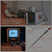 Termometer Daging Nirkabel 4 Probe dengan Kontrol Aplikasi, Bacaan Instan, Peringatan Cerdas, Suhu Prasetel untuk BBQ Grill Oven