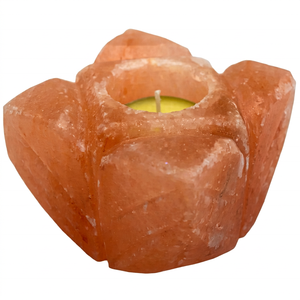Portavelas de Sal del Himalaya Ecológico Hecho a Mano con Forma de Flor para Decoración del Hogar, Regalo de Boda, Navidad, Halloween - Product Image 1