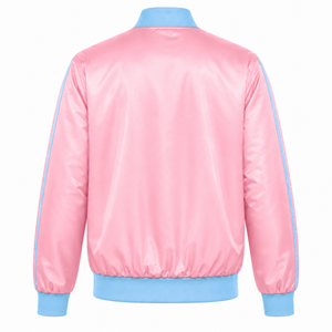 Chaqueta cortavientos personalizada de la hermandad Gamma Phi Delta con logo bordado en azul cielo y rosa, estilo casual para mujer con forro de poliéster. - Product Image 3