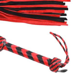 Látigo de cuero genuino de vaca con mango trenzado y flecos suaves y flexibles - Product Image 5