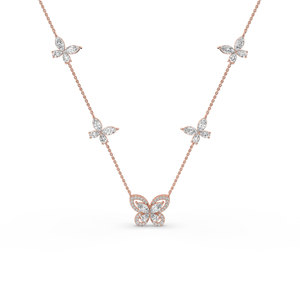 2.92 CARAT LAB GROWN BRILLIANT CUT ROUNDED ROSE GOLD Women's Luxury <b>Necklace</b> - Product Image 2