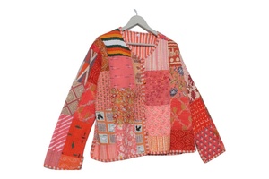 Nueva llegada indio hecho a mano estilo bohemio chaqueta acolchada algodón Floral Patchwork abrigo largo para Otoño Invierno tejido diseño Floral - Product Image 5