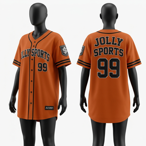Robe de baseball orange pour femmes, jersey en maille poly 180 GSM, panneaux noirs et blancs, broderie, impression, logo personnalisé, jersey de baseball en coton - Product Image 6