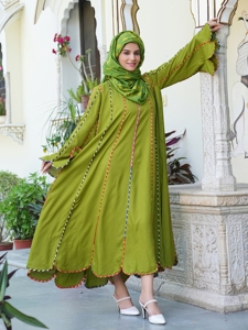 Abaya en coton ample à manches longues, col rond, coupe évasée, respirante, pour soirée décontractée, motif imprimé, vente en gros - Product Image 2
