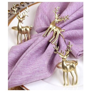 Anneaux de serviette élégants et modernes en aluminium métallique, motif bois de cerf, écologiques, durables, accessoires de table de mariage. - Product Image 6