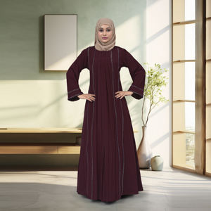 Abaya Nida Modeste à Panneaux Plissés, Robe Islamique à Manches Longues Style Dubaï, Jalabiya pour Femmes Musulmanes, Longueur Ras du Sol, Grande Taille, pour l'Aïd et le Ramadan - Product Image 6