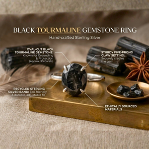 Anillo de Turmalina Negra Soulwise - Joyería Unisex Moderna para Boda y Compromiso - Product Image 4