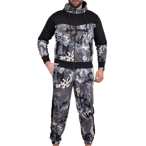Custom Made Winter Streetwear Gray <b>Camouflage</b> Zipper Tracksuit 100% Cotton Polyester Fleece Camo Design Unisex Zip Up Tracksuits - Product Image 1