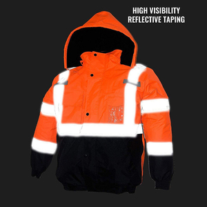 เสื้อแจ็คเก็ตบอมเบอร์แบบ Hi-Viz สำหรับงานที่ต้องการการมองเห็นสูง ระดับ 3  บุขนด้านใน กันน้ำ ระบายอากาศได้ดี เหมาะสำหรับทุกเพศทุกวัย ใช้ในฤดูร้อน สำหรับงานก่อสร้าง - Product Image 4