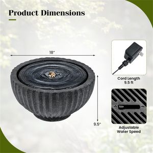 Fontana a Sfera Moderna da 18 Pollici con 6 Luci LED, in Resina Grigia per Interni ed Esterni, Applicazione Alberghiera, Materiale in Acciaio Inox e Pietra - Product Image 6