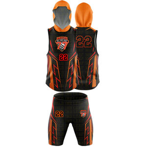 Ensemble de maillots de basket-ball personnalisés Noir Orange Impression par sublimation Polyester respirant Uniforme pour hommes adultes - Product Image 1