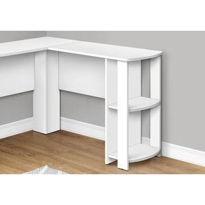 Scrivania Angolare Moderna da 48 Pollici in Laminato Bianco per Ufficio e Casa, con Ripiani Portaoggetti per Lavoro e Uso Laptop - Product Image 3