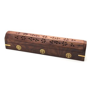 Brûleur d'encens en bois d'acacia avec incrustation en laiton, vente en gros |   Fabriqué à la main à Moradabad - Product Image 6