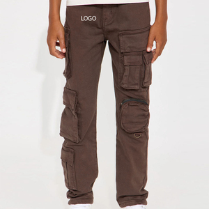 Pantalon cargo pour enfants avec poches, tissu denim de qualité supérieure, doux, durable et respirant, coupe décontractée pour un confort maximal avec de nombreuses poches - Product Image 1