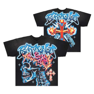 เสื้อยืดโอเวอร์ไซส์ทรงใหญ่พิเศษ ผ้าฝ้าย 100% ล้างสีแบบแอซิดวอช สไตล์วินเทจ สตรีทแวร์ ทรงบ็อกซี่ ครอปพอดีตัว พิมพ์ลายกราฟิก - Product Image 3