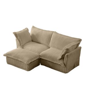 Divano componibile a L a 2 posti con pouf convertibile, seduta ampia e profonda e rivestimento sfoderabile per soggiorno - Product Image 6