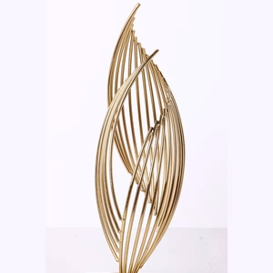 Modern Luxury Abstract Flame Metal Sculpture with Heavy White Marble Block Base for Living Room Coffee <b>Table</b> and <b>Console</b> Decor - Product Image 5