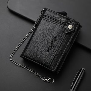 Portafoglio Bifold da uomo antifurto in ecopelle con cerniera a catena portamonete con doppia protezione regalo - Product Image 2