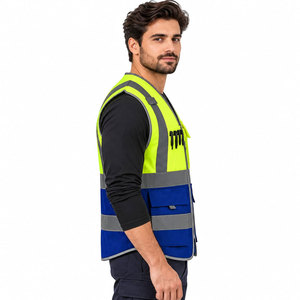 Gilet de travail pour homme en tissu réfléchissant sur mesure, 5 poches dimensionnelles, respirant, de qualité supérieure, pour la sécurité au travail - Product Image 3