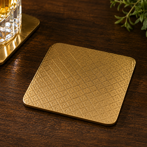 Brass <b>Coaster</b> Set Export Quality Handmade Metal <b>Drink</b> <b>Coasters</b> for Dining Table Kitchen Cafe Restaurant Luxury Home Hotel Decor - Product Image 2