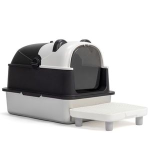 Lettiera per Gatti Extra Large in Acciaio Inossidabile con Design Panda per Gatti Grandi, Chiusa con Rivestimento Interno Rimovibile in Metallo - Product Image 1