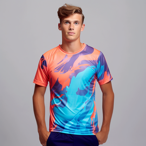 T-shirt de sport personnalisé de haute qualité, entièrement en sublimation 3D, 100% polyester, maille tricotée, séchage rapide, respectueux de l'environnement, pour marathon, course à pied, BD - Product Image 5
