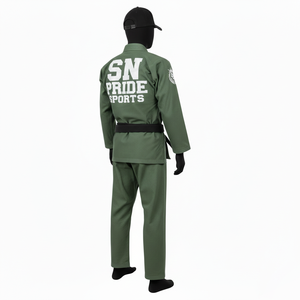 Uniforme de Jiu-Jitsu Brésilien (BJJ) personnalisé avec logo, tissu en coton, pour entraînement au combat au sol, avec ceinture. - Product Image 4