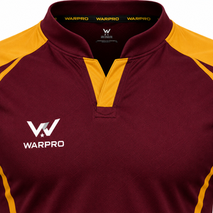 WARPRO ชุดเสื้อรักบี้สีเหลืองมารูนสำหรับผู้ชาย แขนสั้น คอวี ระบายความชื้นได้ดี ทรงพอดีตัว ทุกฤดูกาล ชุดทีม - Product Image 6