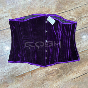 <b>Underbust</b> Steelboned Purple Velvet Corset With Purple Satin Trim / Fashion And Fitness Wear Corset - Product Image 2