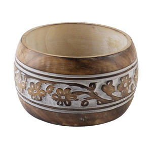 Bol en bois artisanal haut de gamme, écologique, à grain naturel unique, style américain, pour salades, fruits et collations - Product Image 1