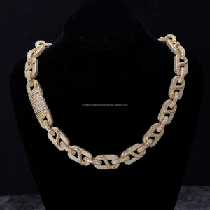 Collier chaîne cubaine en argent sterling 925 avec diamants Moissanite, style Iced Out, luxe, hip hop, pour homme et femme, bijoux tendance - Product Image 5