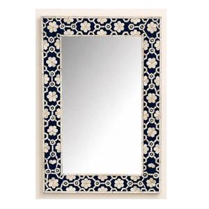 Espejo Decorativo Geométrico Floral con Incrustaciones de Hueso Azul Hecho a Mano para Montar en la Pared, Ideal para Pasillo, Sala de Estar, Dormitorio o Entrada - Product Image 1