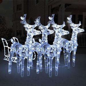 240 LEDs Acrylic <b>Inflatable</b> <b>Outdoor</b> Christmas <b>Decoration</b> Reindeers & Sleigh for the <b>Holiday</b> <b>Yard</b> <b>Decorations</b> - Product Image 1