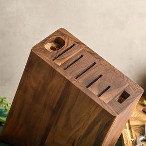 Bloc à couteaux en bois d'acacia écologique à 7 fentes – Organisateur de cuisine durable pour comptoir - Product Image 4