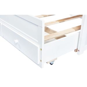 Lit double en bois de pin avec tête et pied de lit, trois tiroirs de rangement et lit gigogne, optimisé pour une meilleure visibilité et une meilleure indexation par les moteurs de recherche - Product Image 4