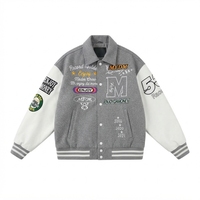 Blouson Bomber Unisexe Coupe-Vent à Capuche Matelassé Style Universitaire en Mélange de Laine à Bouton Unique Décontracté