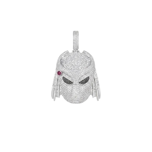 Pendentif Prédateur en Argent 925 avec Moissanite et Accent Rubis, Breloque Thème Luxe Faite à la Main, Cadeau Unisexe - Product Image 1