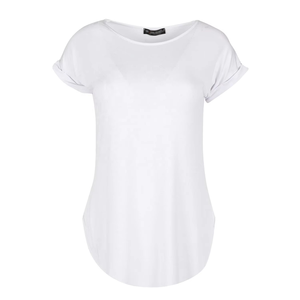 Camiseta Casual Personalizable al por Mayor para Mujer, 100% Algodón, Cuello Redondo, Dobladillo Curvo, Diseño de Manga con Borde Reforzado, Tela Antiencogimiento - Product Image 6
