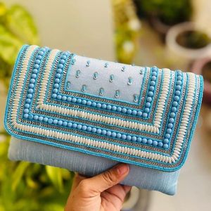 Bolso de mano tipo sobre con cuentas bordadas de colores para bodas, fiestas, elegante bolso bandolera, moderno y a la moda para mujer. - Product Image 6