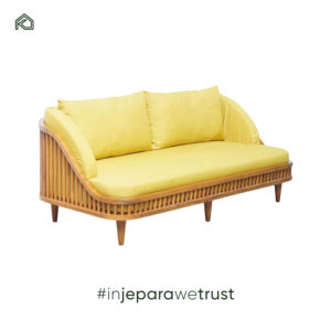 Sofá de Teca Moderno de Dos Plazas para Exteriores, Muebles de Madera Elegantes para Patios, Diseño Portátil, Duradero y Cómodo - Vio - Product Image 1