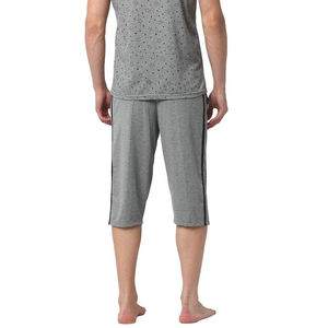 Ensemble t-shirt à manches courtes et short capri pour homme, imprimé à pois gris, col rond, décontracté, respirant, tricoté, vêtements d'été - Product Image 5